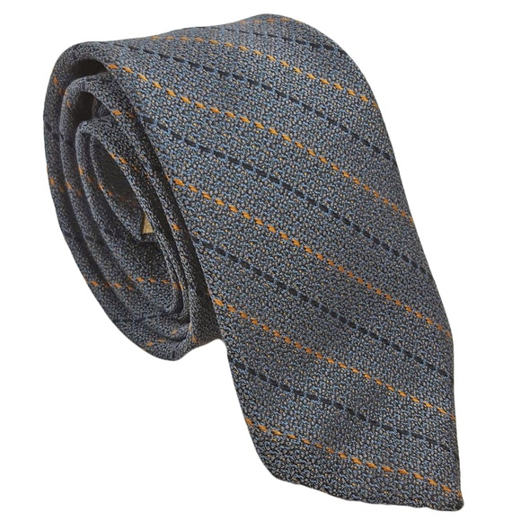 Paco Rabanne Mens Vintage Striped Silk Tie Gray - Picture 1 of 5